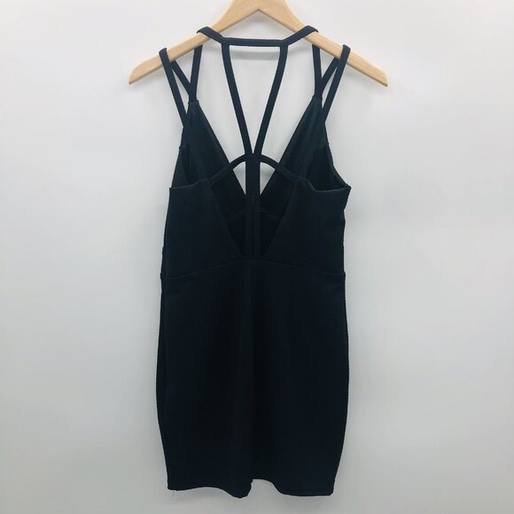 Astr the Label Womens Large Textured Cage Back Sheath Dress Black Sleeveless - Picture 5 of 8